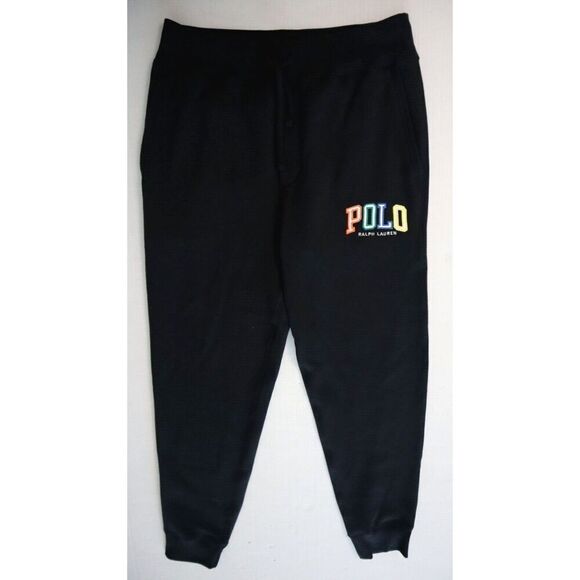 Polo Ralph Lauren Men's Sz Small Black Logo Fleece Jogger Sweatpants - Picture 1 of 10